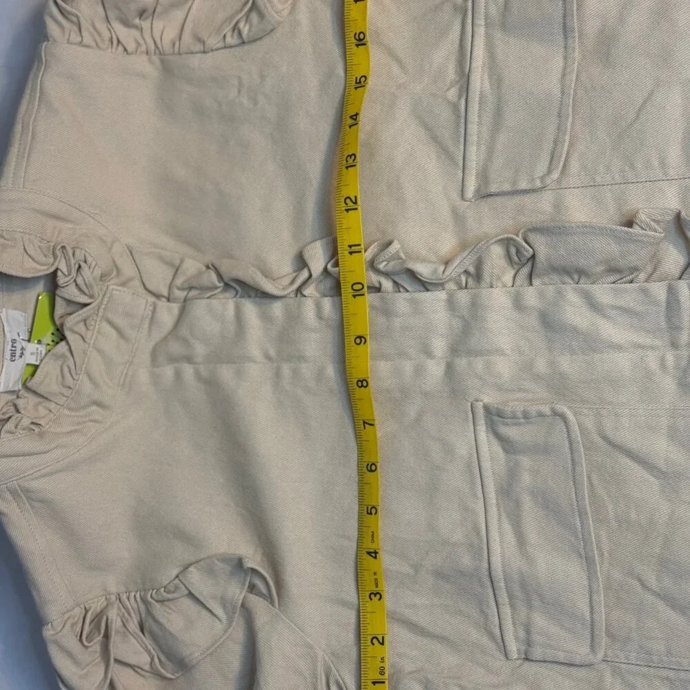 Entro NWT Women's Kimmi Ruffle Trim Utility Jacket - Cream Beige - Size Small - Picture 5 of 6